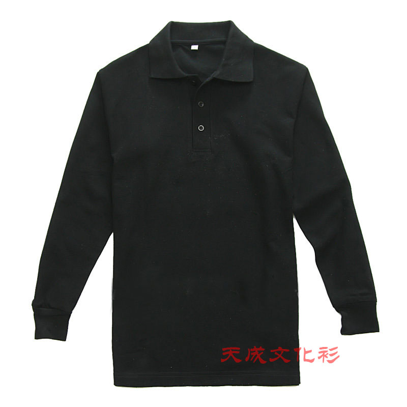240克黑色长袖t恤polo衫